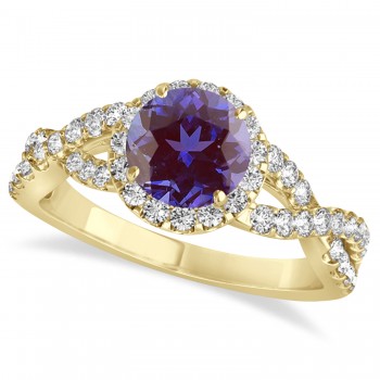 Alexandrite & Diamond Twisted Engagement Ring 18k Yellow Gold 1.80ct