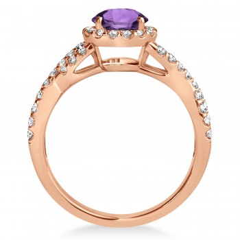 Amethyst & Diamond Twisted Engagement Ring 18k Rose Gold 1.20ct