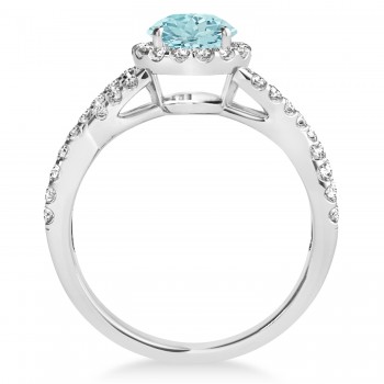 Aquamarine & Diamond Twisted Engagement Ring 14k White Gold 1.25ct