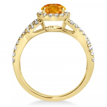 Citrine & Diamond Twisted Engagement Ring 18k Yellow Gold 1.20ct