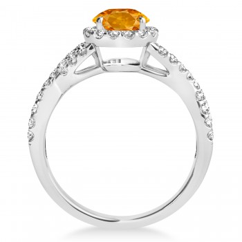 Citrine & Diamond Twisted Engagement Ring Palladium 1.20ct