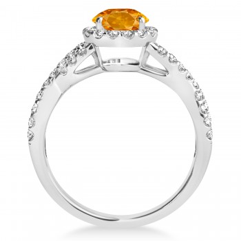 Citrine & Diamond Twisted Engagement Ring Platinum 1.20ct