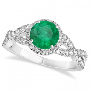 Emerald & Diamond Twisted Engagement Ring Platinum 1.30ct