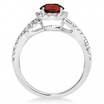 Garnet & Diamond Twisted Engagement Ring Platinum 1.50ct