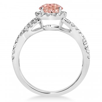 Morganite & Diamond Twisted Engagement Ring 14k White Gold 1.27ct