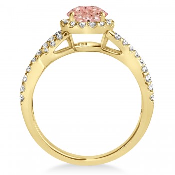 Morganite & Diamond Twisted Engagement Ring 14k Yellow Gold 1.27ct