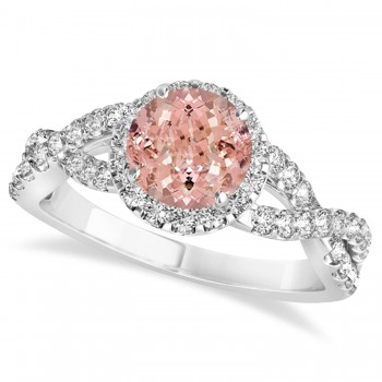 Morganite & Diamond Twisted Engagement Ring Platinum 1.27ct