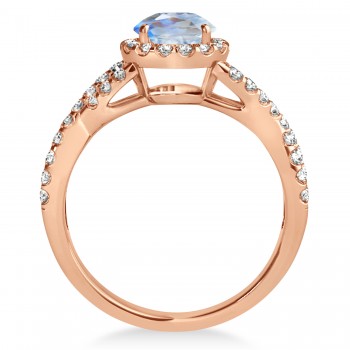 Moonstone & Diamond Twisted Engagement Ring 18k Rose Gold 1.27ct