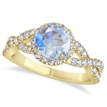 Moonstone & Diamond Twisted Engagement Ring 18k Yellow Gold 1.27ct