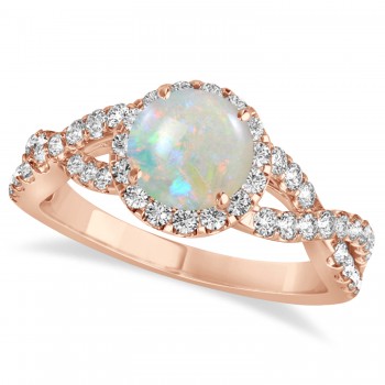 Opal & Diamond Twisted Engagement Ring 18k Rose Gold 1.07ct