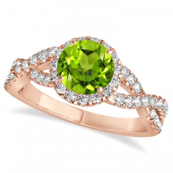Peridot & Diamond Twisted Engagement Ring 18k Rose Gold 1.35ct