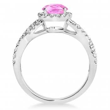 Pink Sapphire & Diamond Twisted Engagement Ring Platinum 1.55ct