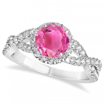 Pink Tourmaline & Diamond Twisted Engagement Ring Platinum 1.25ct