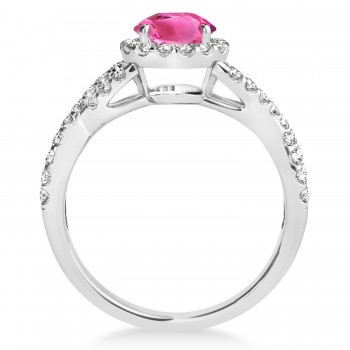 Pink Tourmaline & Diamond Twisted Engagement Ring Platinum 1.25ct