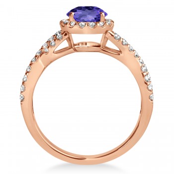 Tanzanite & Diamond Twisted Engagement Ring 14k Rose Gold 1.55ct