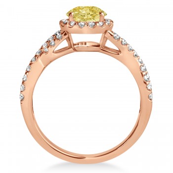 Yellow Diamond & Diamond Twisted Engagement Ring 14k Rose Gold 1.30ct