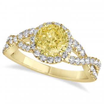 Yellow Diamond & Diamond Twisted Engagement Ring 14k Yellow Gold 1.30ct