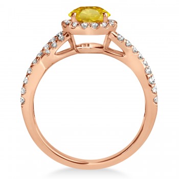 Yellow Sapphire & Diamond Twisted Engagement Ring 14k Rose Gold 1.55ct
