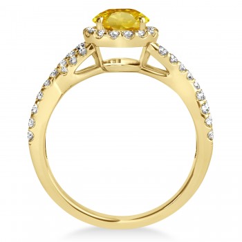 Yellow Sapphire & Diamond Twisted Engagement Ring 14k Yellow Gold 1.55ct