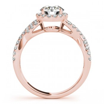 Lab Grown Diamond Infinity Twisted Halo Engagement Ring 18k Rose Gold 1.00ct