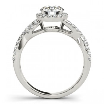 Moissanite Infinity Twisted Halo Engagement Ring 18k White Gold 1.00ct