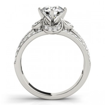 Diamond Three Row Clover Engagement Ring 14k White Gold (0.58ct)