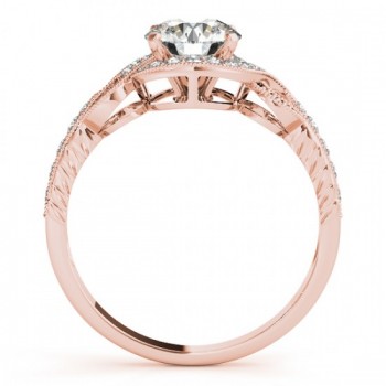 Vintage Style Halo Diamond Engagement Ring Setting 14k R. Gold 0.25ct