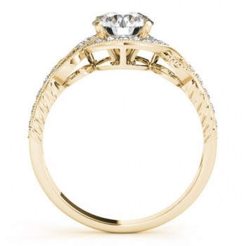 Vintage Style Halo Diamond Engagement Ring Setting 14k Y. Gold 0.25ct