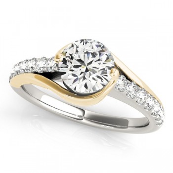 Solitaire Engagement Ring Diamond Accented 14k Two Tone Gold 1.00ct