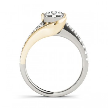 Solitaire Engagement Ring Diamond Accented 14k Two Tone Gold 1.00ct