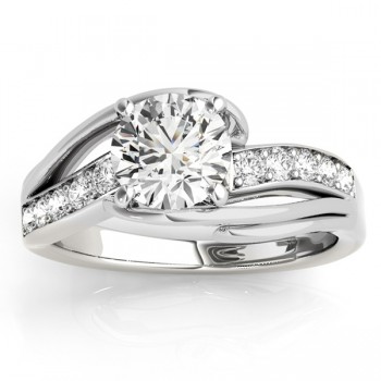 Diamond Bypass Engagement Ring Twisted Setting 14k White Gold (0.20ct)