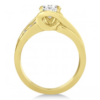 Diamond Bypass Engagement Ring Twisted Setting 14k Yellow Gold 0.20ct