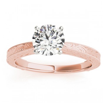 Floral Solitaire Engagement Ring 14k Rose Gold