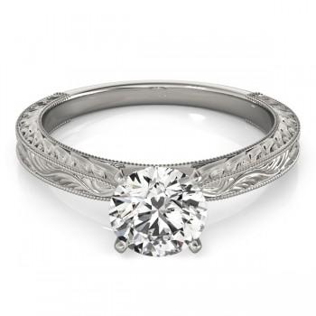 Floral Solitaire Engagement Ring Palladium