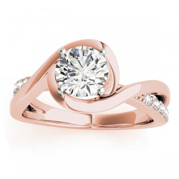 Solitaire Bypass Lab Grown Diamond Engagement Ring 14k Rose Gold (0.13ct)
