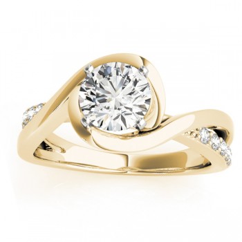 Solitaire Bypass Lab Grown Diamond Engagement Ring 14k Yellow Gold (0.13ct)