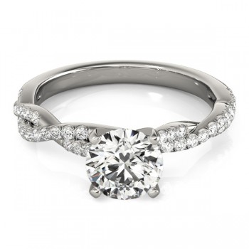 Diamond Twist Sidestone Accented Engagement Ring 14k White Gold (0.19ct)