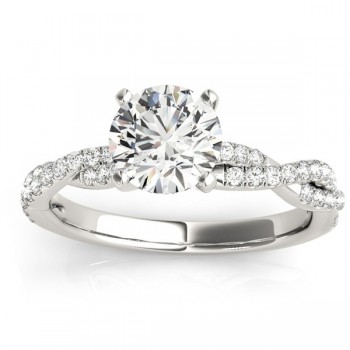 Diamond Twist Sidestone Accented Engagement Ring 18k White Gold (0.19ct)