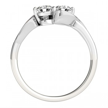 Diamond Accented Twised Two Stone Ring 14k White Gold (1.13ct)