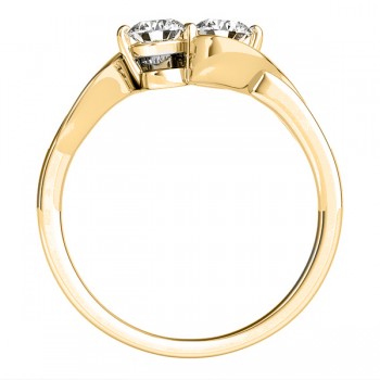 Diamond Accented Twised Two Stone Ring 14k Yellow Gold (1.13ct)