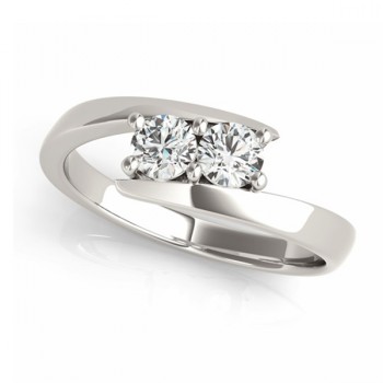 Diamond Solitaire Tension Two Stone Ring 14k White Gold (1.00ct)