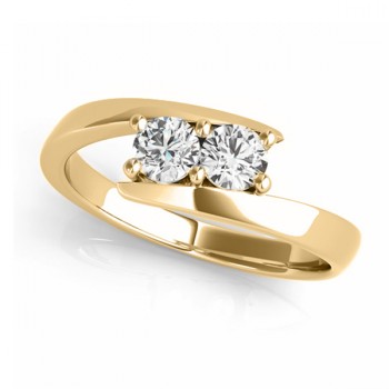 Diamond Solitaire Tension Two Stone Ring 14k Yellow Gold (0.50ct)