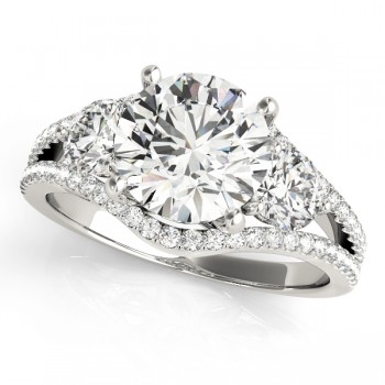 Diamond Split Shank Three Stone Engagement Ring Platinum (2.72ct)