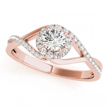 Diamond Halo Twisted Shank Engagement Ring 14k Rose Gold (0.41ct)