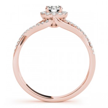 Diamond Halo Twisted Shank Engagement Ring 14k Rose Gold (0.41ct)