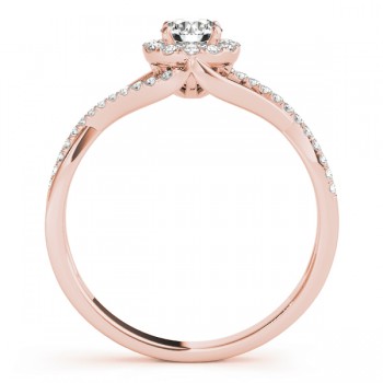 Diamond Halo Twisted Shank Engagement Ring 18k Rose Gold (0.41ct)
