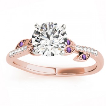 Amethyst & Diamond Vine Leaf Engagement Ring Setting 14K Rose Gold (0.10ct)