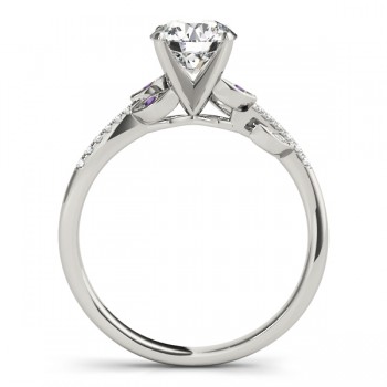 Amethyst & Diamond Vine Leaf Engagement Ring Setting 18K White Gold (0.10ct)
