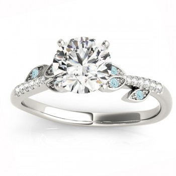 Aquamarine & Diamond Vine Leaf Engagement Ring Setting 14K White Gold (0.10ct)