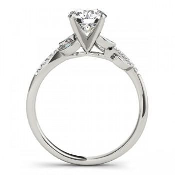 Aquamarine & Diamond Vine Leaf Engagement Ring Setting 18K White Gold (0.10ct)